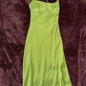 Elegant Green Satin Dress